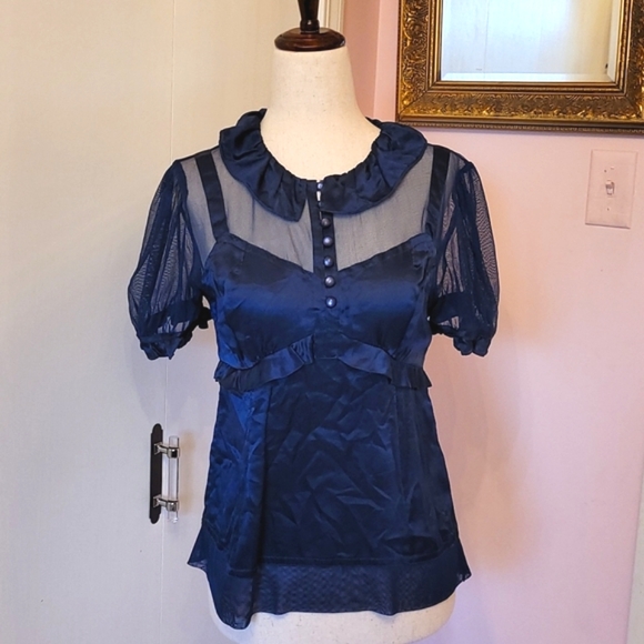 Marc Jacobs Tops - MARC JACOBS navy silk blouse